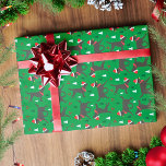 Papel De Presente Chocolate Labrador Retriever Choc Labs Natal<br><div class="desc">Design apresenta almôndegas de carregando de Chocolate Labs com Santa Hats e árvores de Natal</div>