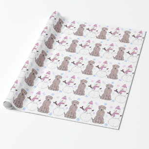 Papel De Presente Chocolate labrador retriever e boneco de neve