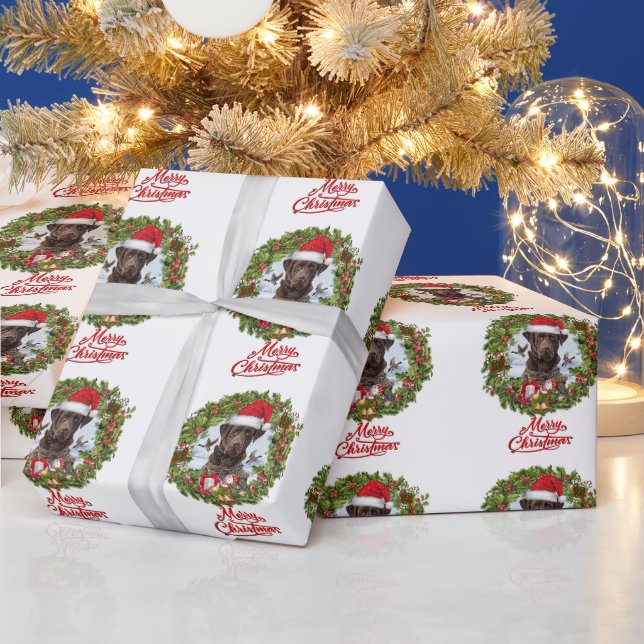 Papel De Presente Chocolate Labrador Retriever, terra de Natal (Feriados)