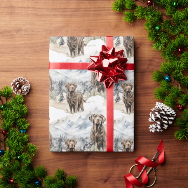 Papel De Presente Chocolate Labrador Varejista Natal (Presente de Natal)