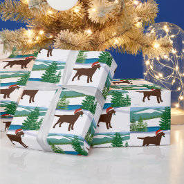 Papel De Presente Chocolate Labrador — Vista de inverno