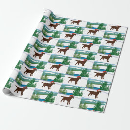 Papel De Presente Chocolate Labrador — Vista de inverno