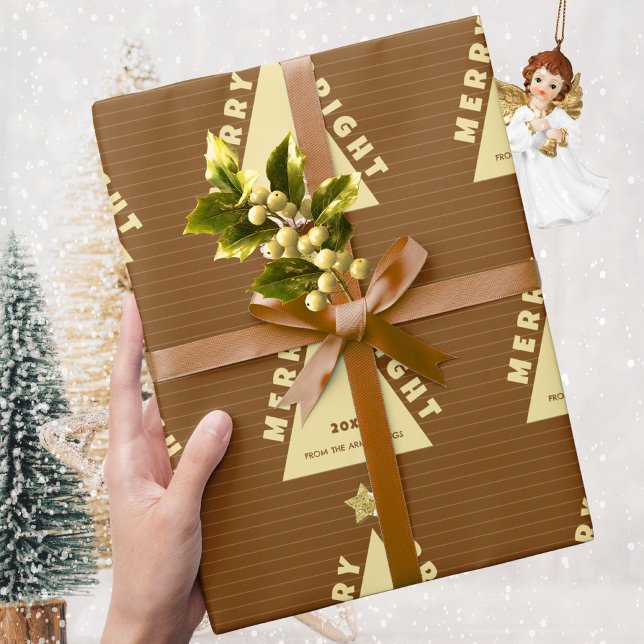 Papel De Presente Chocolate Minimalist Christmas Tree Pattern (Chocolate Minimalist Christmas Tree Pattern Wrapping Paper ©Susanne Sachers - Sunny Mind 🌞)