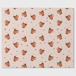 Papel De Presente Chocolate Quente Aconchegante - Padrão de Caneca F