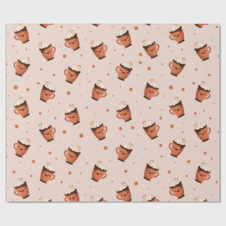 Papel De Presente Chocolate Quente Aconchegante - Padrão de Caneca F
