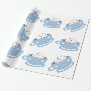 Papel De Presente Chocolate quente com bonecos de neve