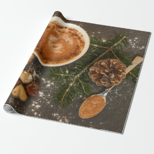 Papel De Presente Chocolate Quente de Natal