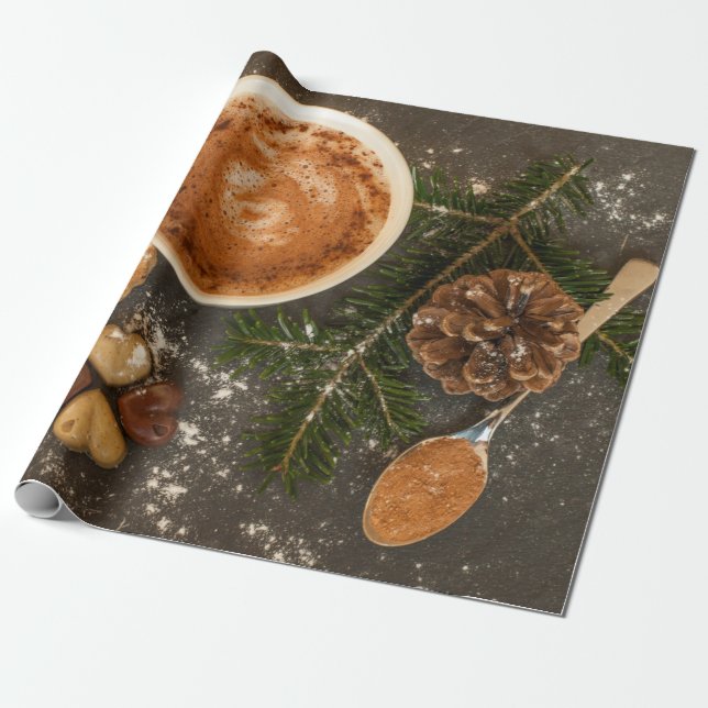 Papel De Presente Chocolate Quente de Natal (Desenrolado)