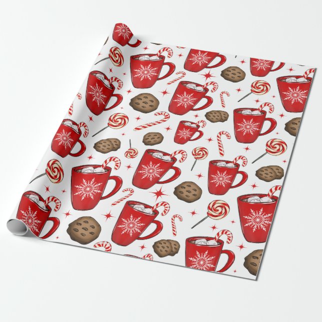 Papel De Presente Chocolate quente de Natal e papel de molho (Desenrolado)
