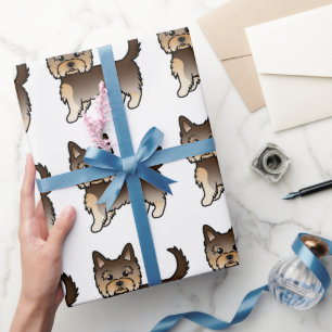Papel De Presente Chocolate Yorkshire Terrier Cute Dog Patterno