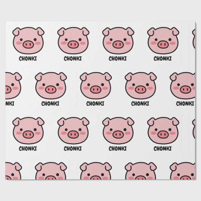 Papel De Presente Chonki The Lazy Pig - Cute Chonkibao Face (Aberto)
