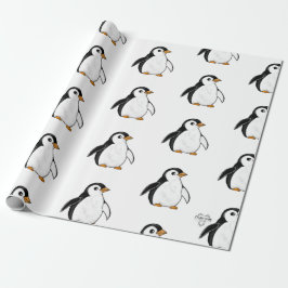Papel De Presente Chonky Penguin Adorable Whimsical Pattern Gift