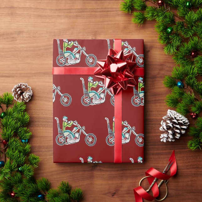 Papel De Presente Chopper Motorcycle Stickman (Presente de Natal)