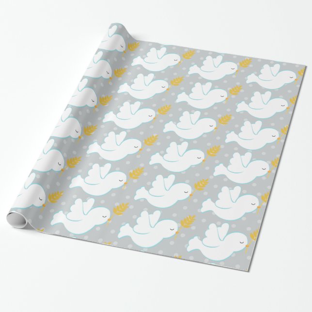 Papel De Presente Christening Dove (Desenrolado)