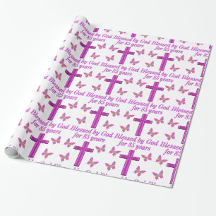 PAPEL DE PRESENTE CHRISTIAN 85º ANIVERSÁRIO PINK CROSS DESIGN