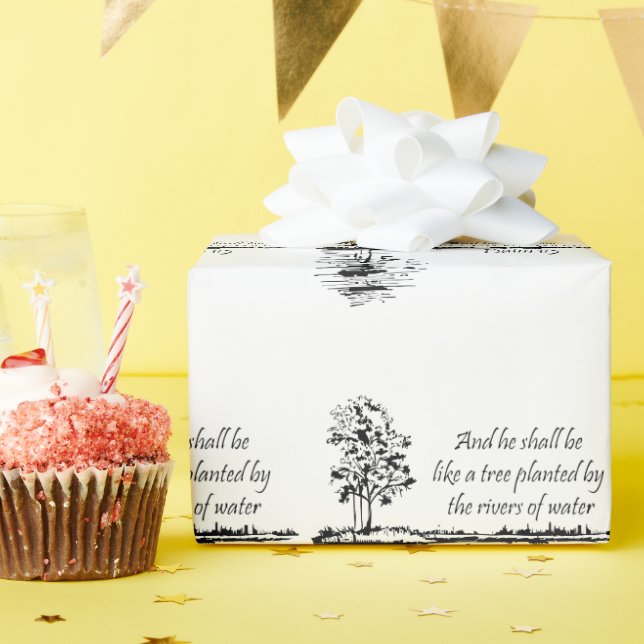 Papel De Presente Christian Bible Encouraging Scripture Psalm 1:3  (Festa de aniversário)