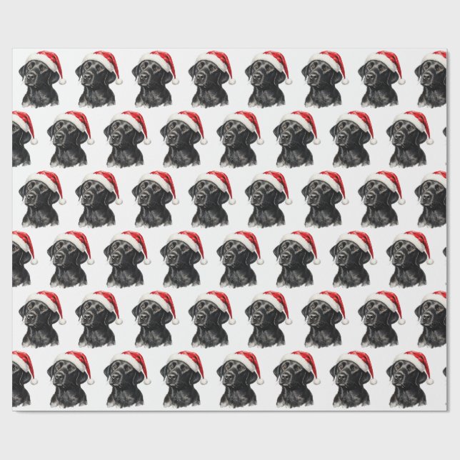 Papel De Presente Christmas Black Labrador  (Aberto)