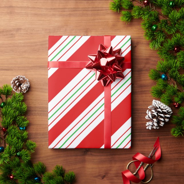 Papel De Presente Christmas Candy Cane Stripes ID259 (Presente de Natal)