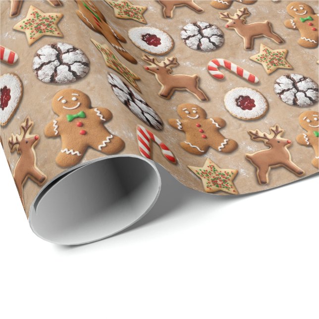 Papel De Presente Christmas Cookie Wrapping Paper – Festive Holiday  (Ponta do rolo)