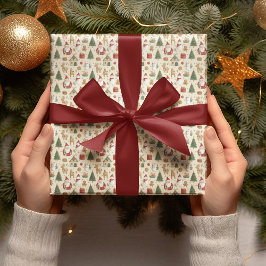 Papel De Presente Christmas Cute Pattern | Holiday Wrapping Paper