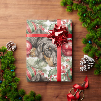 Papel De Presente Christmas Dachshund
