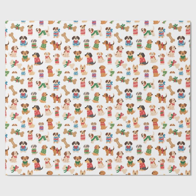 Papel De Presente Christmas Dog And Bone Colourful Gift Xmas (Aberto)