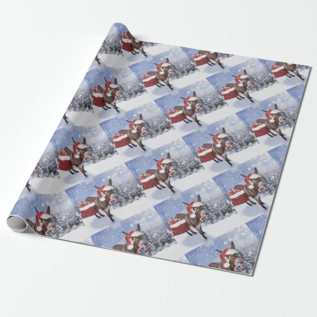 Papel De Presente Christmas donkey with funny red hat (Desenrolado)