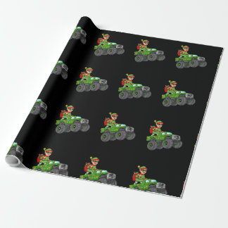 Papel De Presente Christmas Elf Riding Monster Truck Holiday Boys Ki