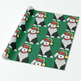 Papel De Presente Christmas Elf Sheepadoodle Green