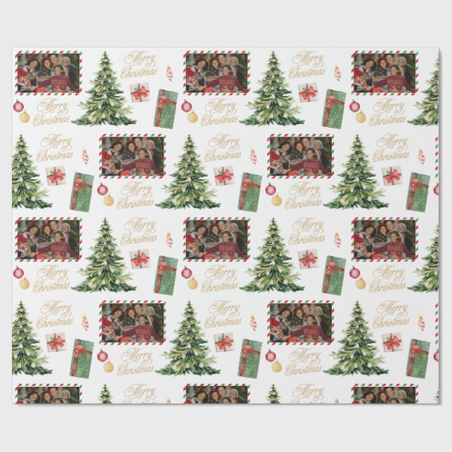 Papel De Presente Christmas Family Frame Wrapping Paper (Aberto)