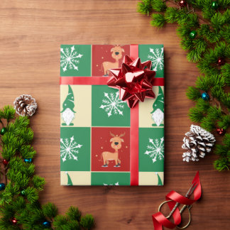 Papel De Presente Christmas | Festive Plaid with Santa’s Reindeer