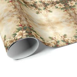Papel De Presente Christmas Floral Holiday Wrapping Paper