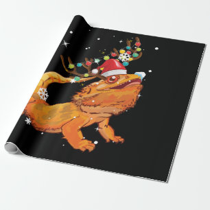 Papel De Presente Christmas Funny Bearded Dragon Reindeer  Santa's