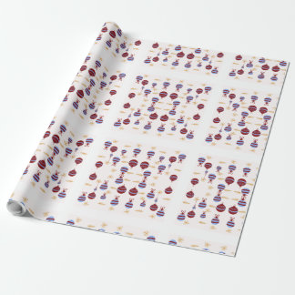 Papel De Presente Christmas Gift Wrap with Colorful Garlands