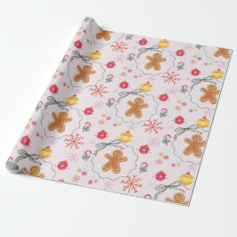 Papel De Presente Christmas Gift Wrap with Gingerbread