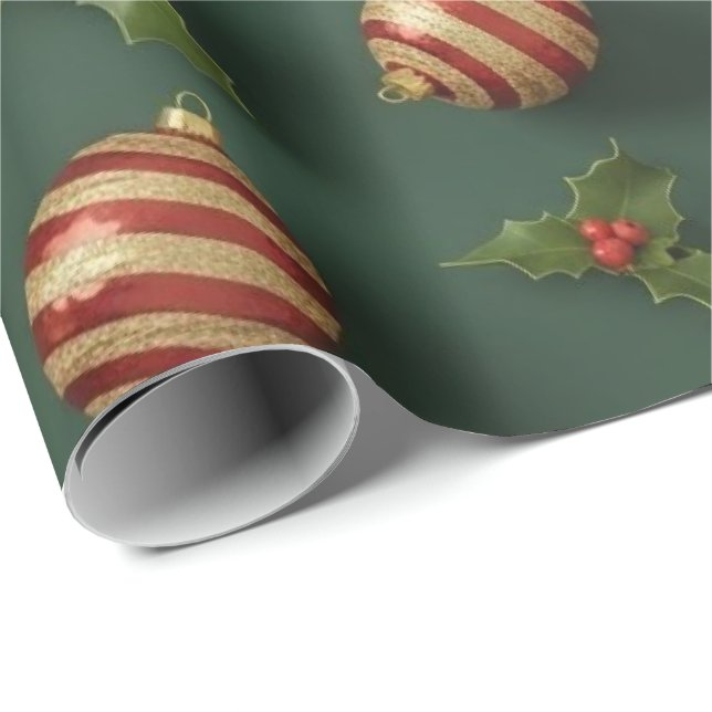 Papel De Presente Christmas Gifts & Ornaments Seamless Pattern (Ponta do rolo)