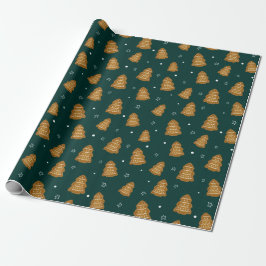 Papel De Presente Christmas Gingerbread Trees Wrapping Paper