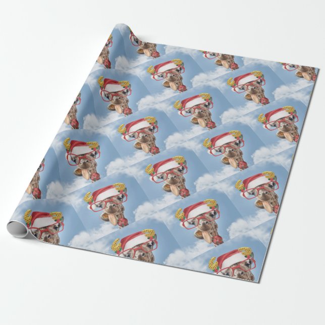 Papel De Presente Christmas giraffe (Desenrolado)