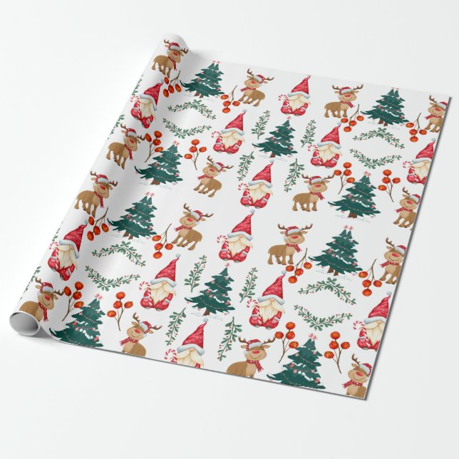 Papel De Presente Christmas gnome wrapping paper Scandinavian  (Desenrolado)