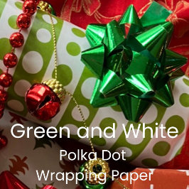 Papel De Presente Christmas Green and White Polka Dots