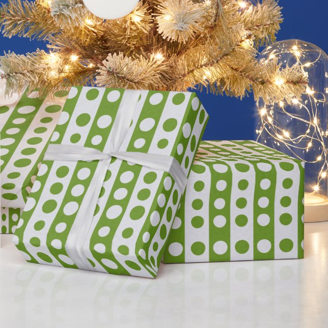 Papel De Presente Christmas Green and White Polka Dots (Feriados)