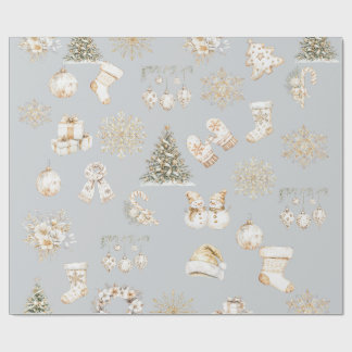 Papel De Presente Christmas grey gold wrapping paper