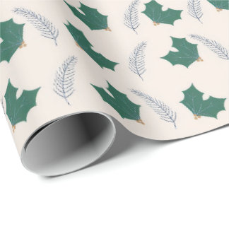 Papel De Presente Christmas Holly gift wrap