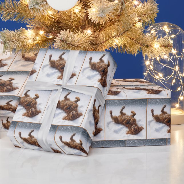 Papel De Presente Christmas Irish Setter Making a Snow Angel (Feriados)