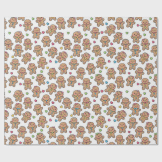 Papel De Presente Christmas Kawaii Gingerbread Men Wrapping Paper