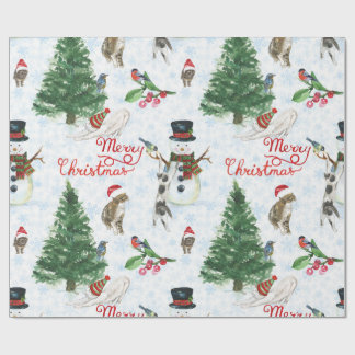 Papel De Presente Christmas Kittens and Snowmen