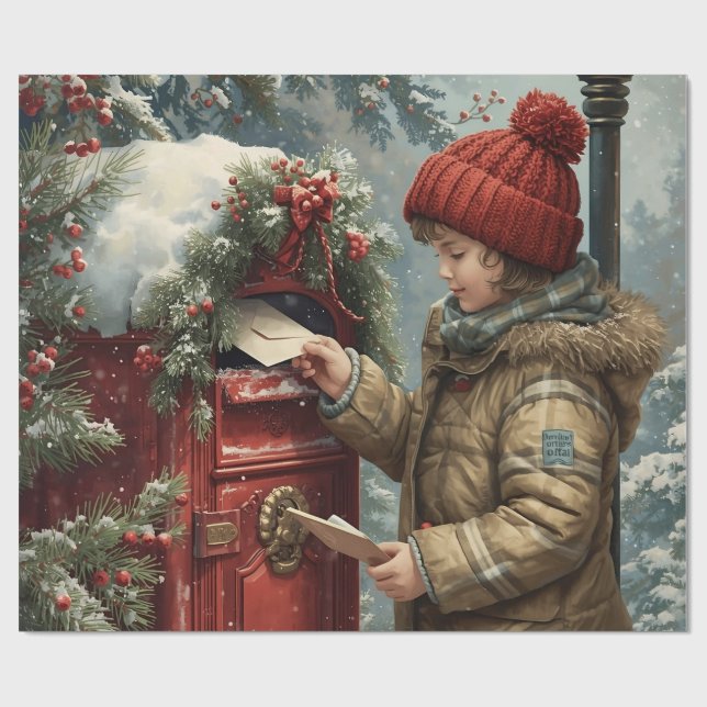 Papel De Presente Christmas mailbox festive winter gift (Aberto)