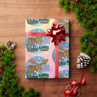 Papel De Presente Christmas Moose smaller print Wrapping Paper