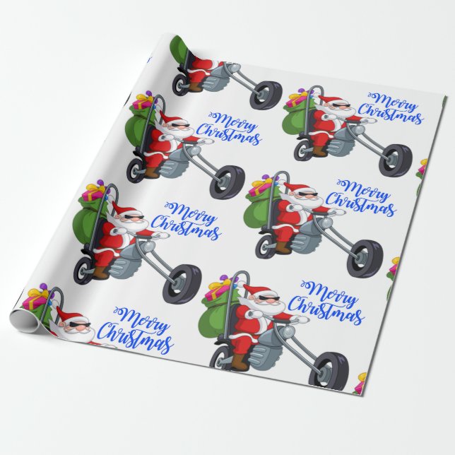Papel De Presente christmas motorcycle santa (Desenrolado)