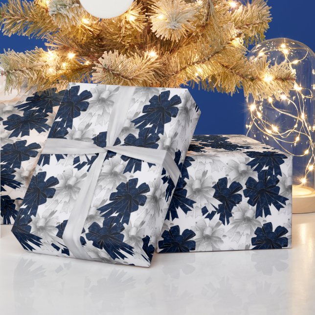 Papel De Presente Christmas Navy Bow Velvet Pattern (Feriados)